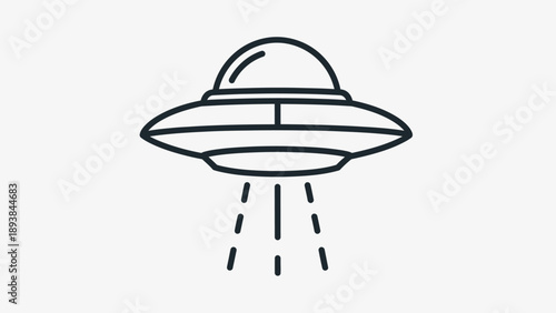 Flying saucer with dashed lines underneath.