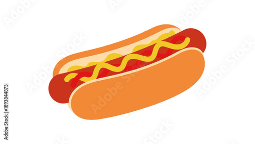 Hot dog with ketchup and mustard.