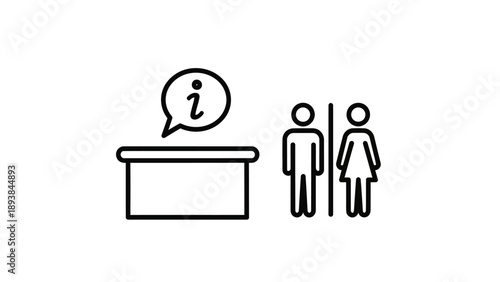 Information Desk with Male Female Icons.