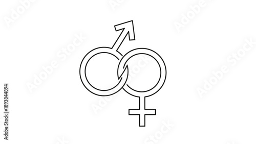 Interconnected gender symbol design element.