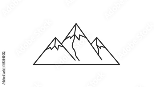 Mountain range with pointed peaks.