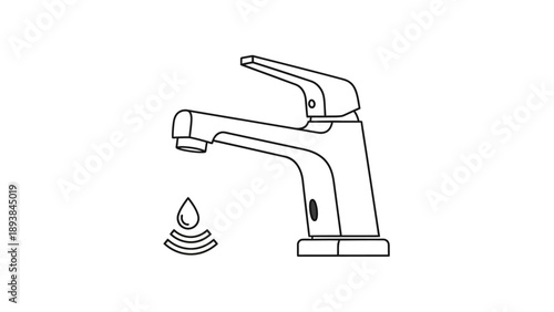 Modern faucet with water droplet symbol.