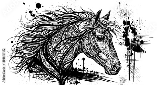 Horse ornamental head drawing