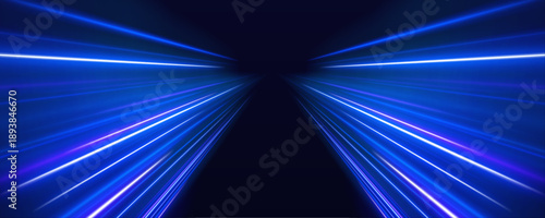 Futuristic glowing lines twist like data streams in dark space. Bright neon colors form dynamic motion trails. Vector design ideal for technology and networking visuals. PNG