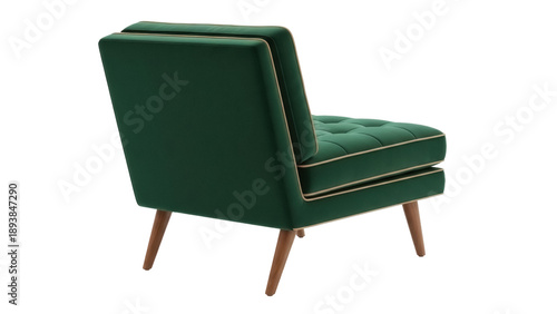 Принти на полотні Isolated emerald-green upholstered armchair, stylish home decor, living room sea