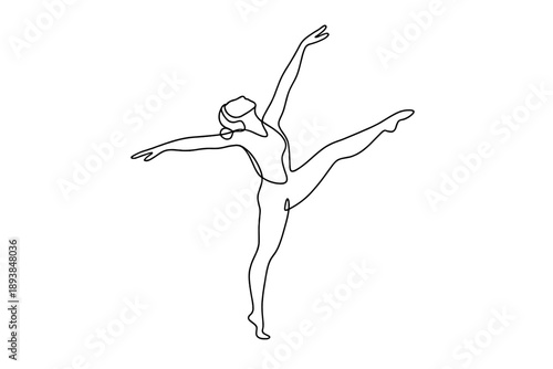 Expressive Dance Pose. Minimalistic one-line drawing dancer in an expressive pose emphasizing balance and flow