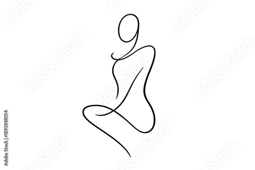 Human abstraction. Minimalistic one-line drawing abstract human-like form suggested through minimal curves and