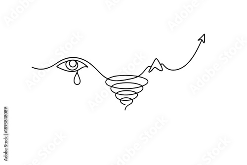 Minimalist Abstract Linework. Hidden meaning. Minimalistic one-line drawing abstract symbolic form hinting at