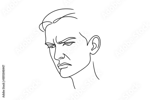 Human emotion study. Minimalistic one-line drawing emotional face expression capturing subtle tension and mood