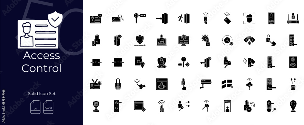 Fototapeta premium Access Control Solid Editable Icons set