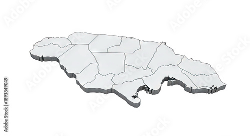 3D Map of Jamaica with Parishes