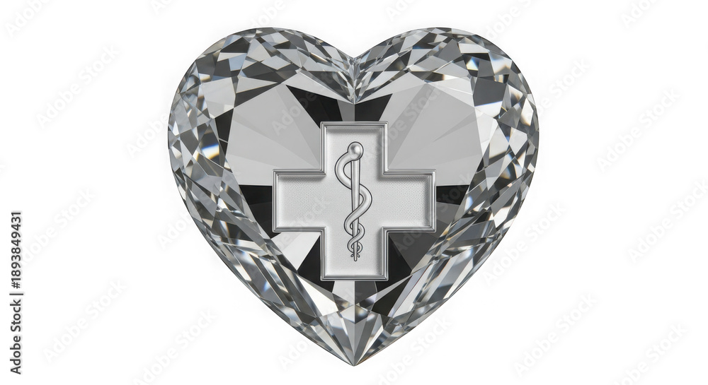 Fototapeta premium diamond heart with medical cross symbol