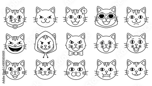 Collection of cartoon cat faces 3.