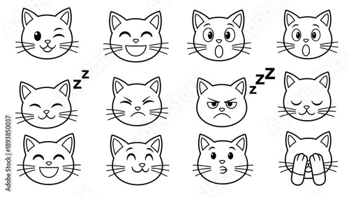 Collection of cartoon cat faces 8.