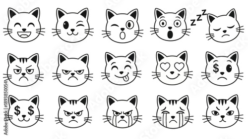 Collection of cartoon cat faces 5.