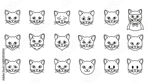 Collection of cartoon cat faces 6.