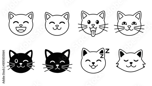 Collection of cartoon cat faces 10.