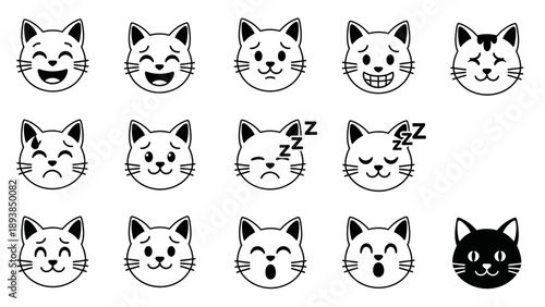 Collection of cartoon cat faces.