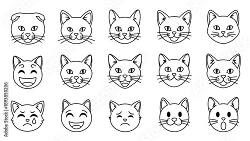 Collection of cat face emoticons.
