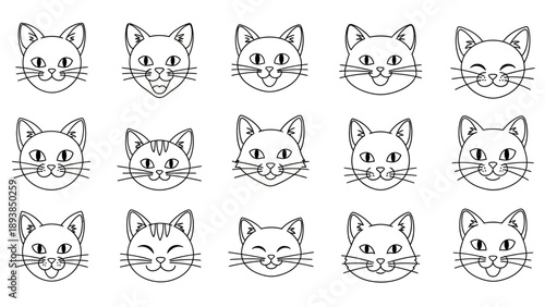 Collection of cat face line drawings 3.