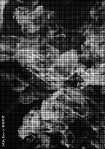 Large vector halftone liquid ink wash texture with a transparent background