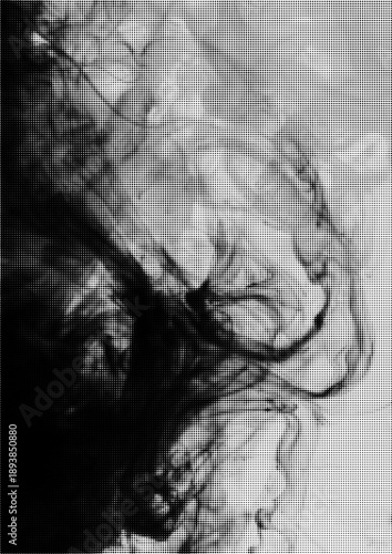 Large vector halftone liquid ink wash texture with a transparent background