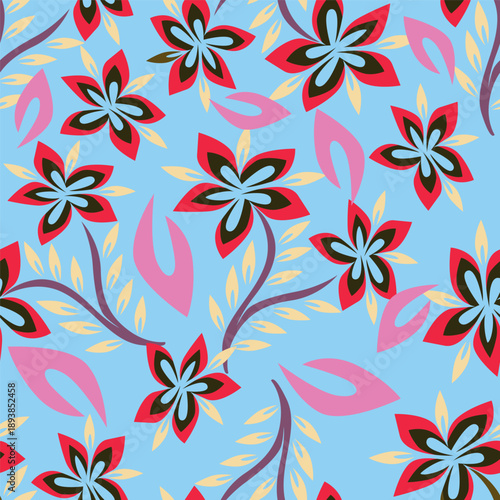 Seamless valentine flower pattern background, with leaf floral elegant decor.
