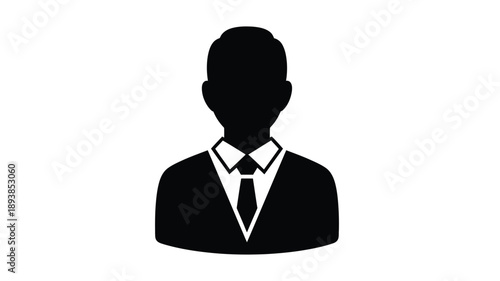 a black and white silhouette of a man wearing a suit and tie