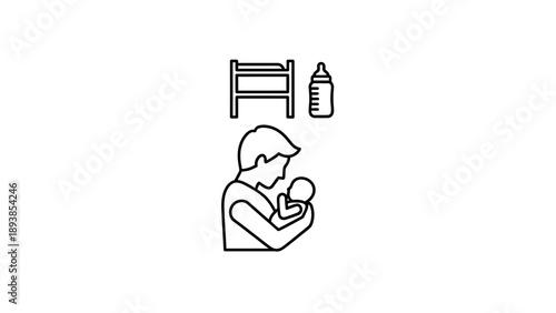 Mother holding newborn baby close.