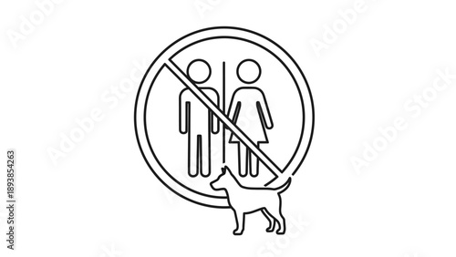 No dogs allowed sign with people.