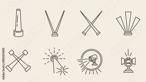 Set of welding tools and symbols.