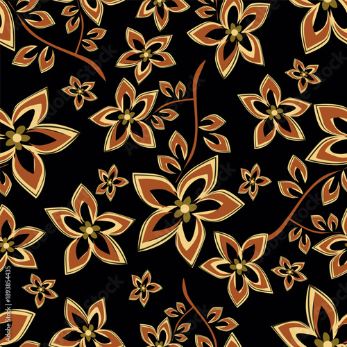 textile design with abstract flower pattern