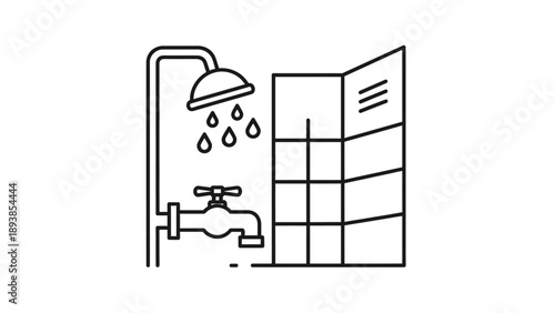 Shower head with water drops.