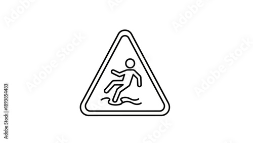 Slippery surface warning sign icon.