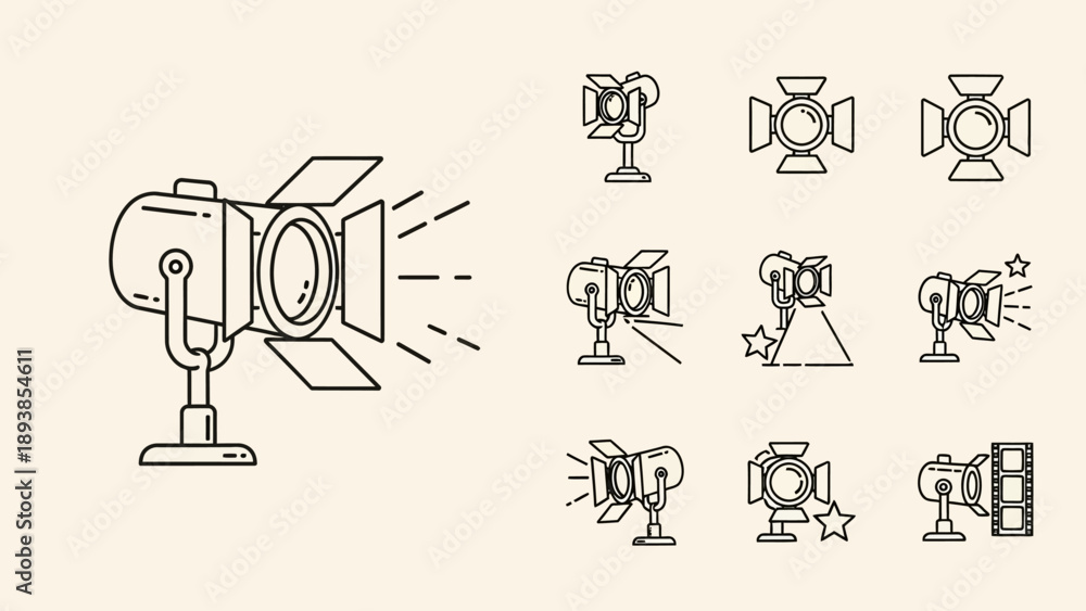 Fototapeta premium Studio lights and floodlights on stands.