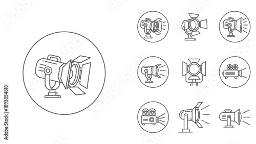Studio lights and lighting equipment.