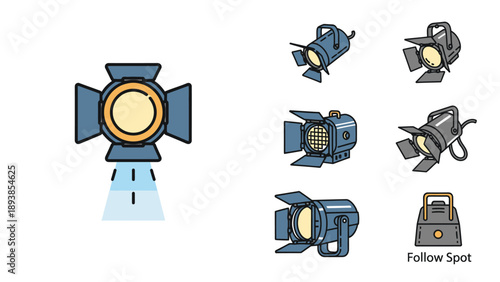 Studio lights for photography equipment.