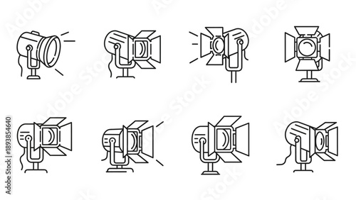 Studio lights in various positions 1.