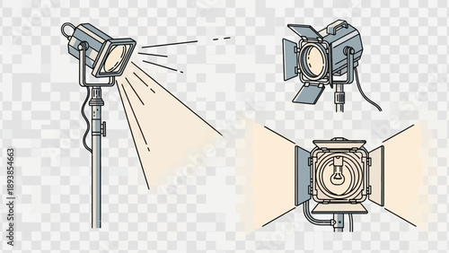 Studio lights on a stand.