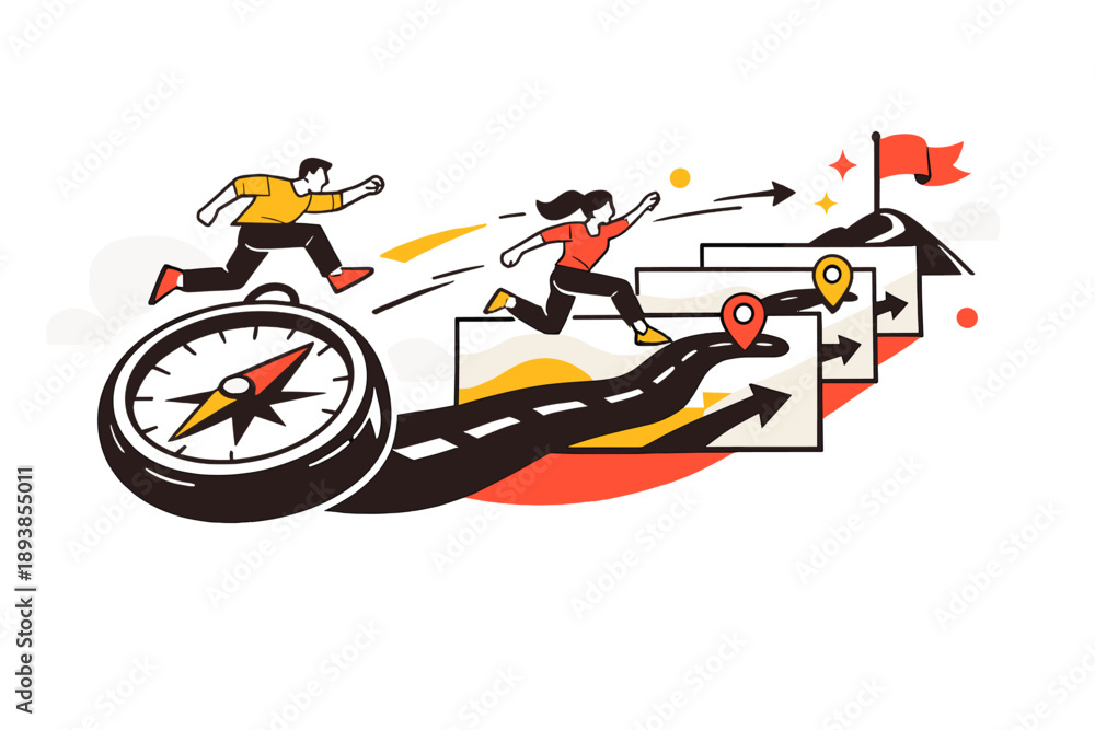 custom made wallpaper toronto digitalVision to execution. Compass, goal flag, and layered roadmap panels aligned in perspective, elements flowing