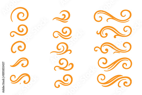 Black swooshes and swirls with text swash elements. Vector typography designs on white background. Text underline decoration set with decorative flourishes and artistic calligraphy ornament collection