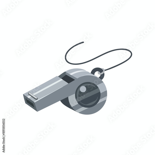 Silver Whistle on White Background