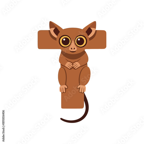 Cartoon long-eared tarsier illustration isolated on white background