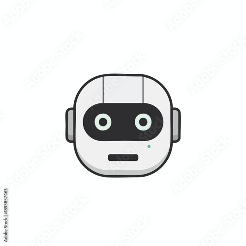 Simple Robot Icon on White Background