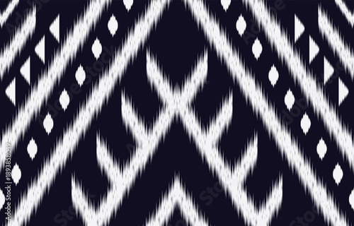 Ethnic ikat seamless pattern. hand drawn craftsmanship embroidery bohemian, abstract square geographic art fabric ikat textile material design for background,curtain,carpet,wallpaper,clothing,Batik.