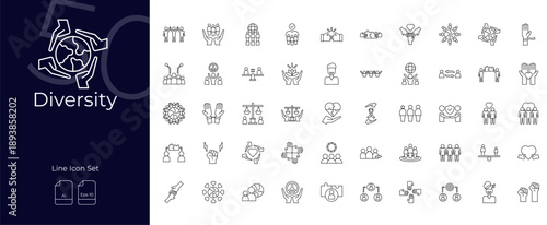 Diversity Line Editable Icons set