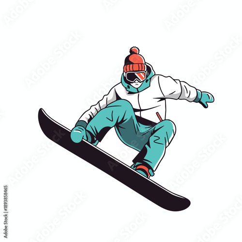 Snowboarder in mid air winter sports action