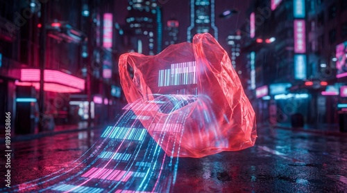 A futuristic cityscape is i...