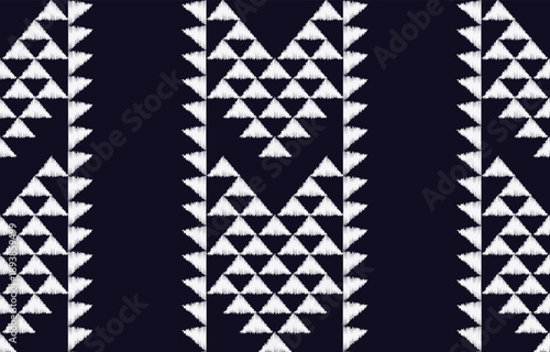 Ethnic ikat seamless pattern. hand drawn craftsmanship embroidery bohemian, abstract square geographic art fabric ikat textile material design for background,curtain,carpet,wallpaper,clothing,Batik.