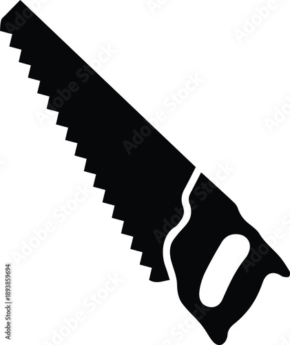 Hand Saw Icon – Wood Cutting Tool Silhouette.